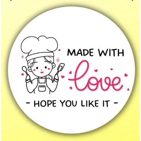 STICKER CUSTOM THANK YOU MADE WITH LOVE FOR YOUR ORDER HIJAB 2.5 CM