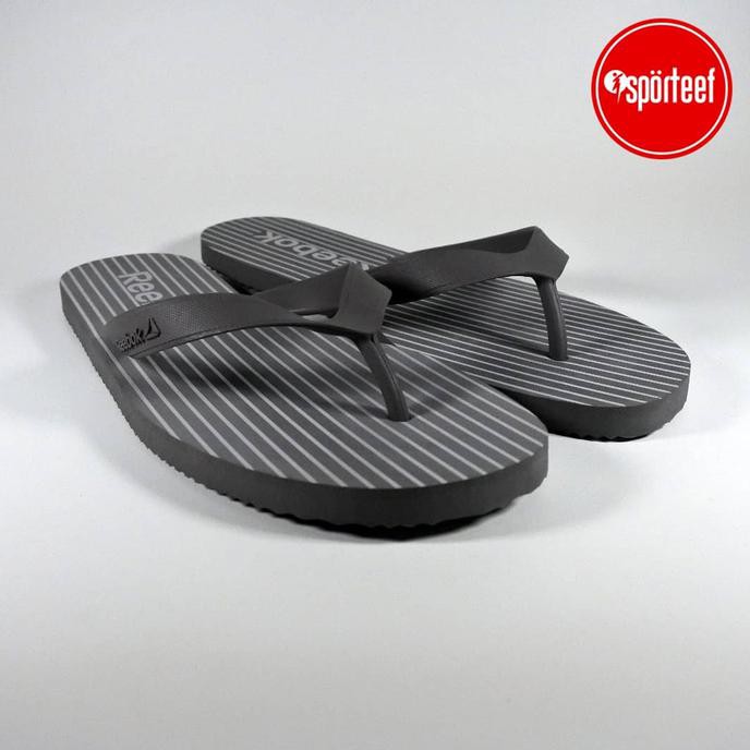 Product Limited Sendal 100% Original Reebok Stripe Flip Ii Lp Grey / Sandal Pria Gratis Ongkir