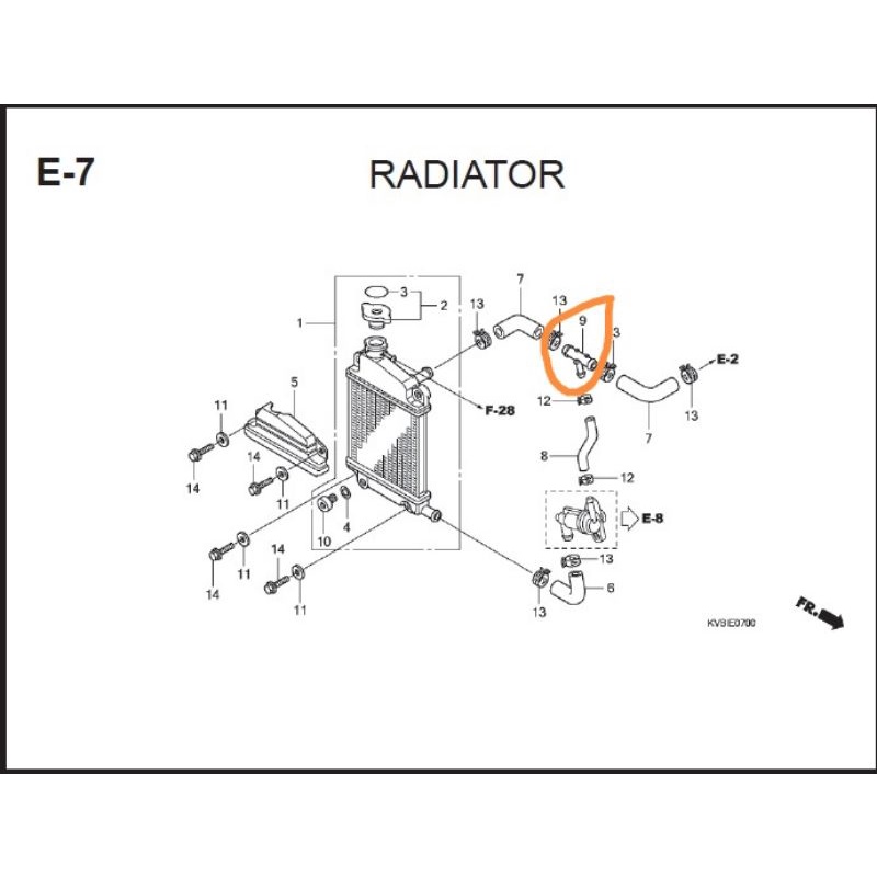 Elbo T Joint Three Way House PIPA hitam Sambungan Selang Radiator Vario 19507KVB900