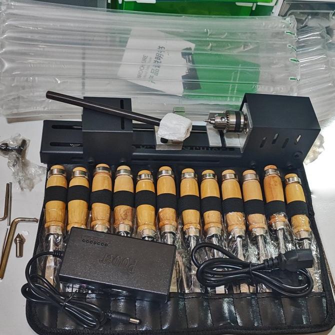 Mesin Bubut Kayu Desktop Set Adaptor Switching Paket Alat Pahat 12 Pcs