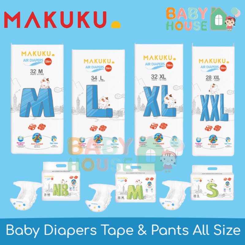 Makuku Air Diapers Slim All Varian Makuku Baby Slim Diapers Makuku Slim Diapers Tape Makuku Slim Dia