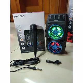 Speaker bluetooth+mic karaoke sq-2008 wireless bluetooth bass full mic