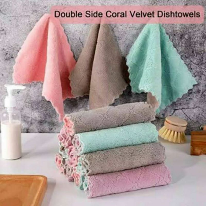 Kain Lap Microfiber Cuci Piring Anti Minyak Dapur Tangan Serbaguna Ukuran 25x17cm