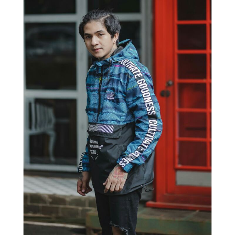 Jaket Cougle Fullprint Salviohexia Jaket Parasut Jaket Pria Jaket Outdoor Slvhx