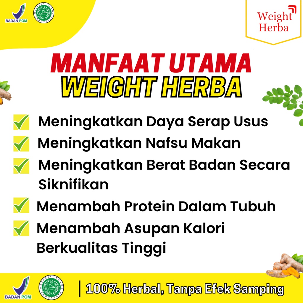 Paket 3 Box WEIGHT HERBA 100% Original Susu Penggemuk Penambah Berat Badan Nafsu Makan Tingkatkan Kalori Kualitas Tinggi Menambah Protein Terbaik Isi 200gr