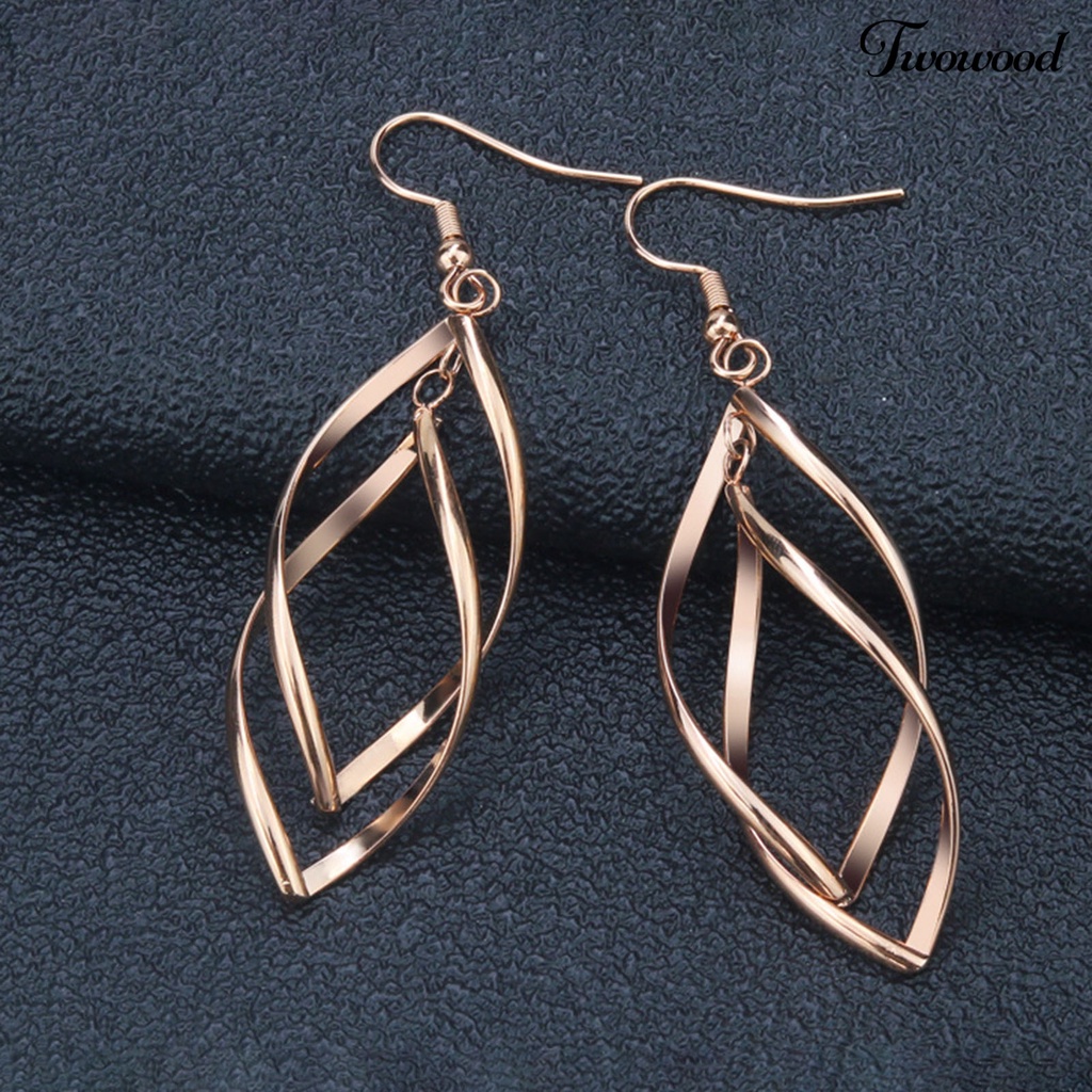 Twowood 1 Pair Hook Earrings Spirals Rhombus Jewelry Delicate Long Lasting Drop Earrings for Daily Wear