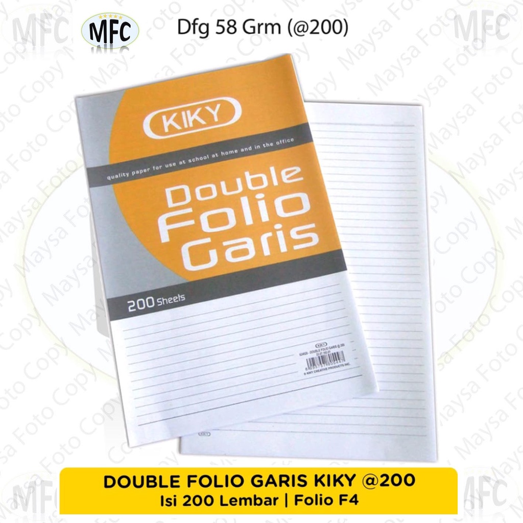 

KIKY Kertas Double Folio Garis (DFG) Isi 200 Lembar