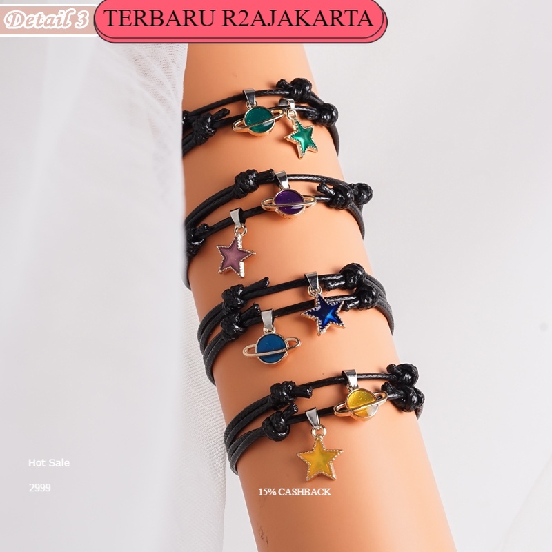 TERBARU COD Gelang Couple Set 2Pcs Pasangan Pria &amp; Wanita Cinta Sahabat Bulan &amp; Bintang GLG22 R2a