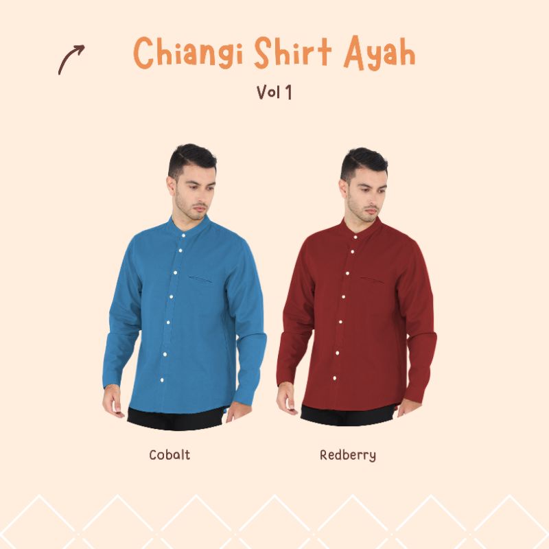 Yobebee Kemeja Pria Dewasa Linen Tangan Panjang Baju Muslim Atasan Polos Slim Fit Kemeja Koko Chiangi Kerah Laki Laki Baju Couple Anak dan Ayah-Blue Cobalt