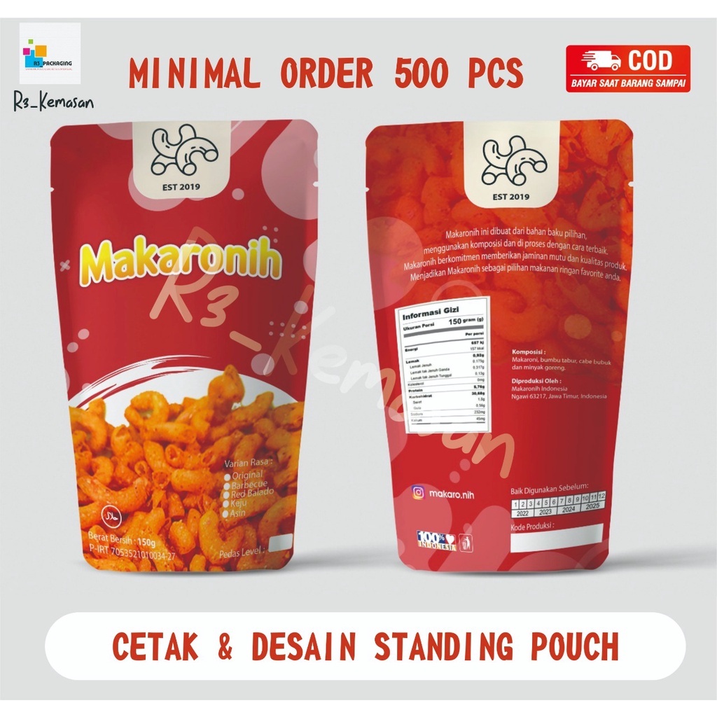 Jual Kemasan Standing Pouch Custom Minimal Order 500 Pcs Non Ziplok