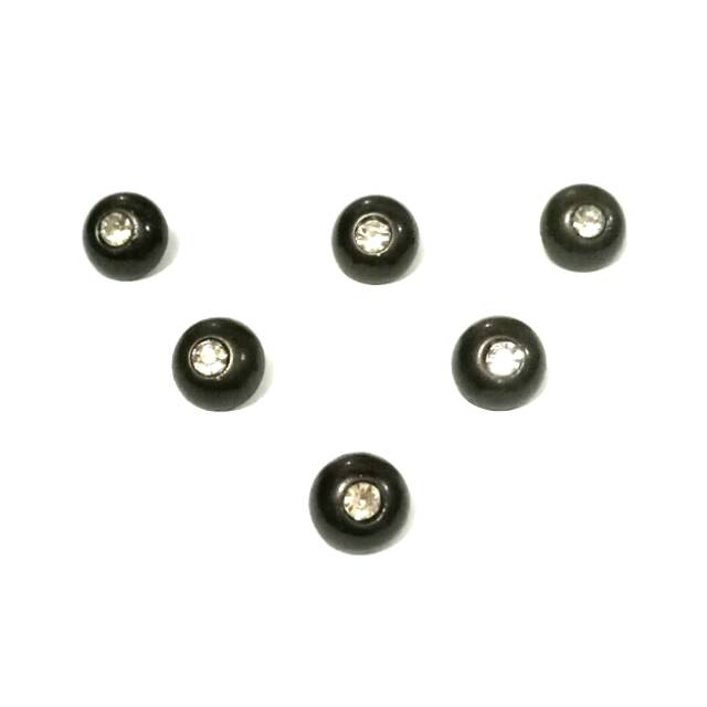 COD (100 PCS) Kancing baju Jamur Mutiara Permata 13 mm / Kancing Hias Mutiara Hitam Permata