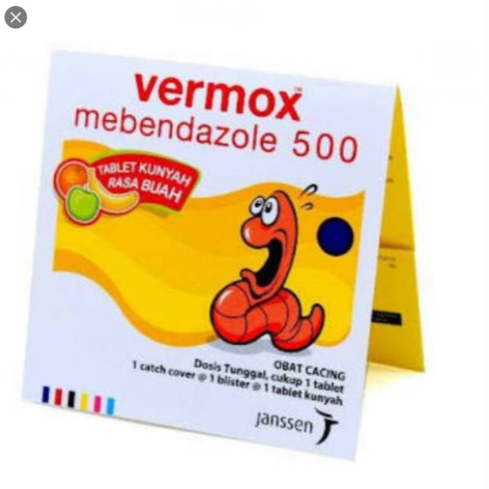 Vermox Mebendazole 500 Obat Cacing Kunyah Rasa Buah
