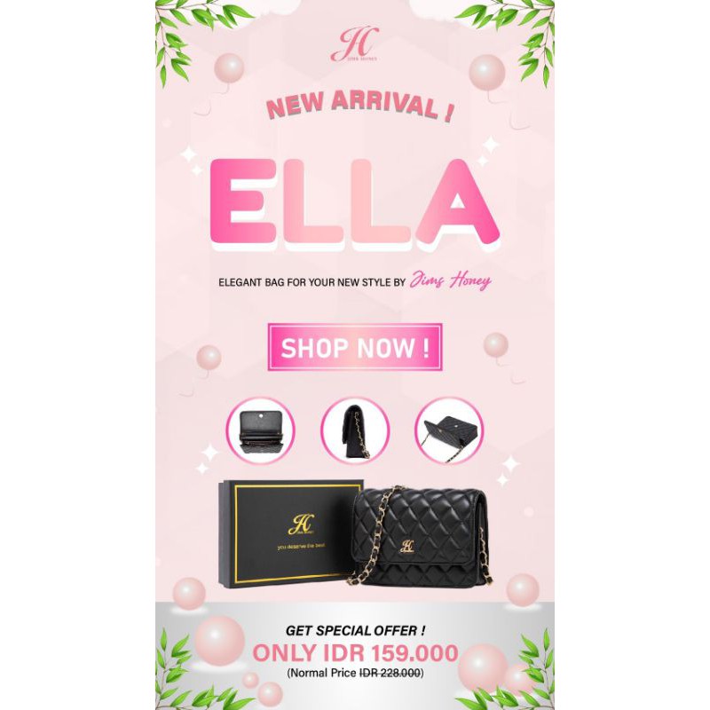 ELLA BAG JIMSHONEY 100% ORIGINAL WITH BOX TAS SELEMPANG WANITA CLUTCH FASHION IMPORT MURAH COD