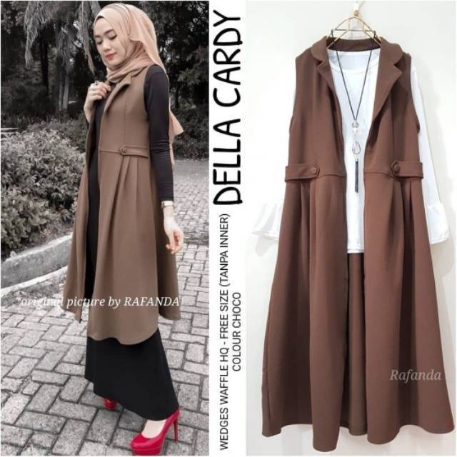 Della Cardy, KARDIGAN WANITA CANTIK TANPA LENGAN BAHAN WEDGES WAFFLE LD 98-110 TERMURAH TERLARIS OOTD MODIS