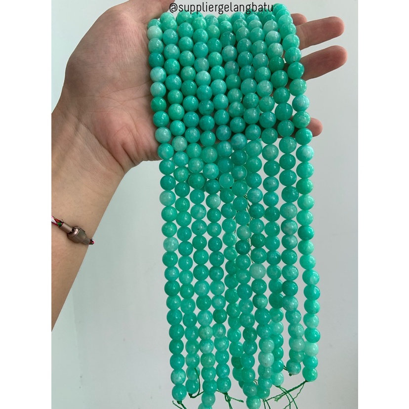 batu green AMAZONITE DOFF 10mm hijau tosca premium stone handmade DIY bahan kalung gelang kerajinan tangan craft manik