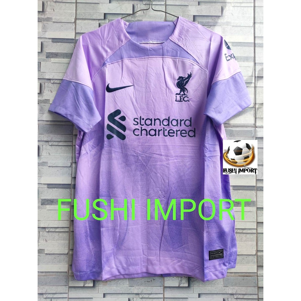 Jersey Baju Bola Lvrpll Kiper Goalkeeper Ungu Purple 2022 2023 Grade Ori