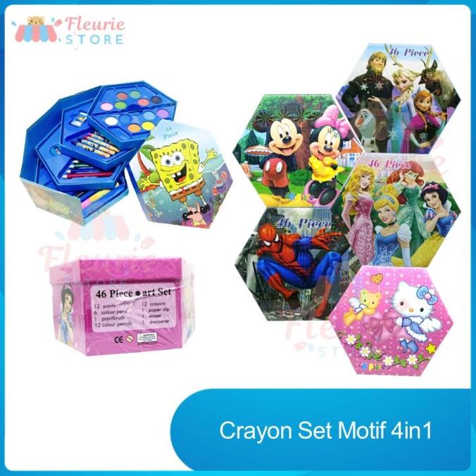 

}}}}}}] Crayon Set Karakter 4in1 Isi 46 - Alat Perlengkapan Menggambar Anak