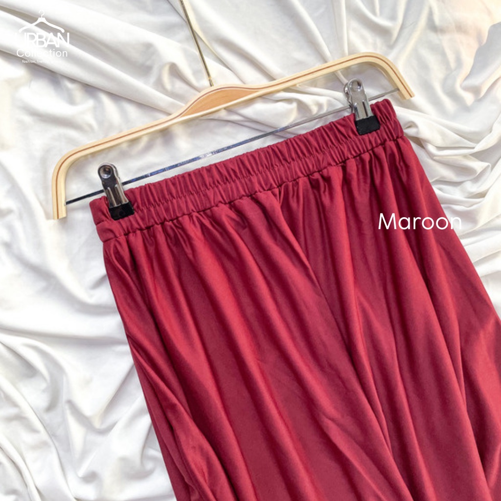 ROK POLOS MAYUNG PREMIUM / BASIC SKIRT / ROK PERREMPUAN / SKIRT / M FIT TO XLL-Maroon