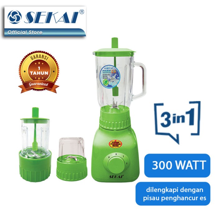 SEKAI Blender Kaca 3in1 BL752GL Pelumat 1 Liter BL 752 GL