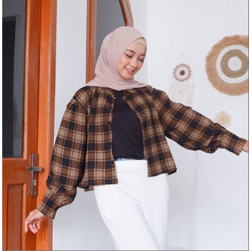 KEMEJA GOXA CROP BAHAN WOLFIS PREMIUM