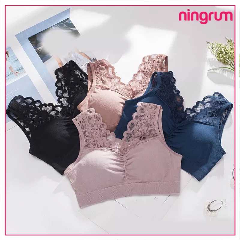 Ningrum Pakaian Dalam Bra Wanita BH Wanita Push Up Seamless Tanpa Kawat Pakaian Dalam BH V neck bra push - 2030