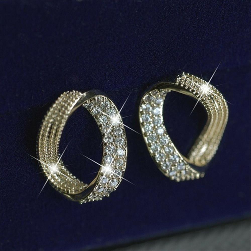 R-flower Diamond Earrings Untuk Wanita Gadis Aksesoris Fashion Pesta Bentuk Geometri