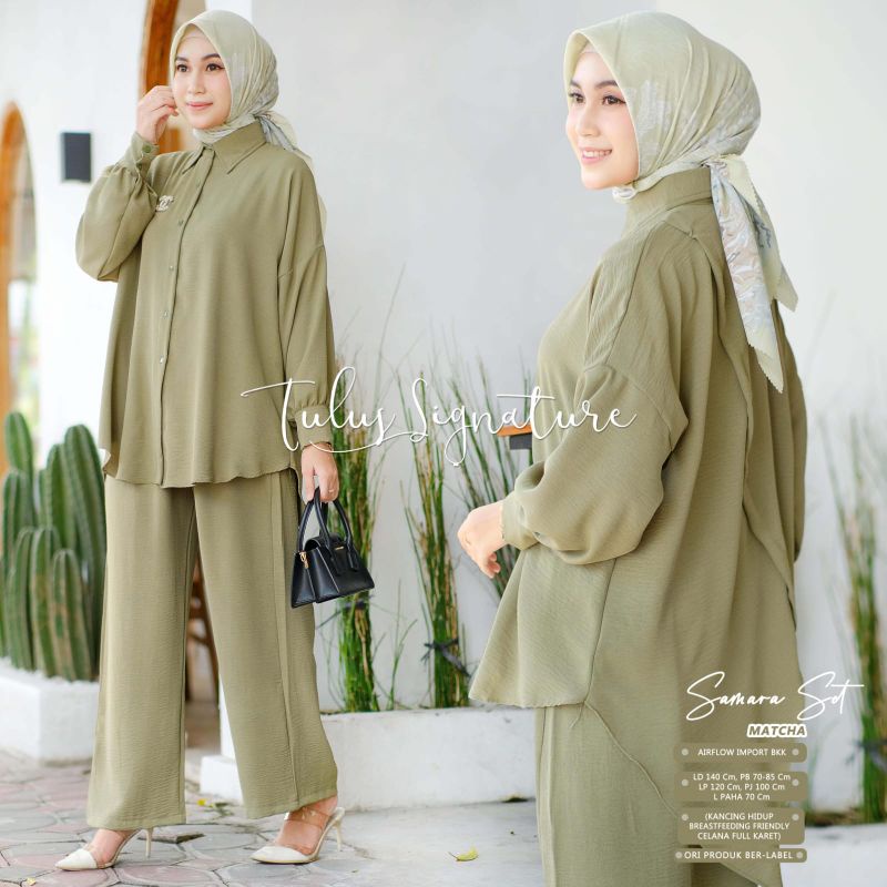 SAMARA SET BY TULUS SIGNATURE / ONE SET WANITA / Setelan muslimah polos