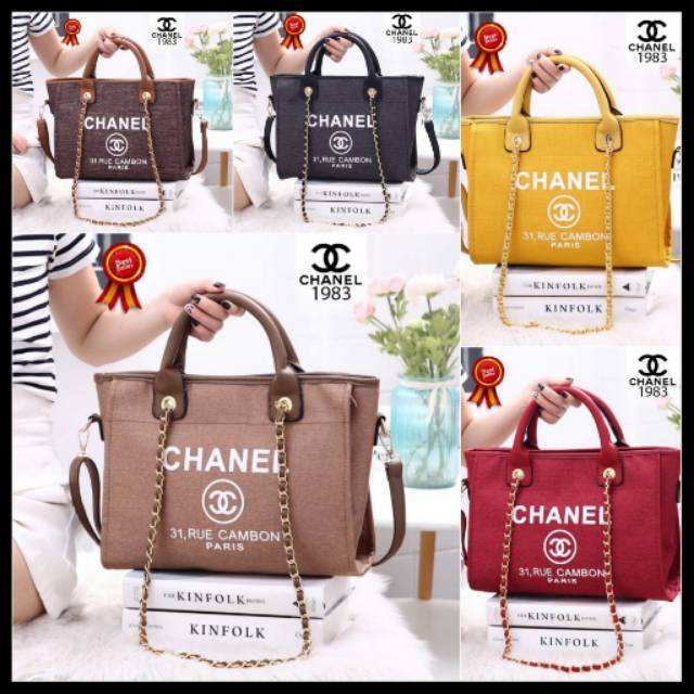 Tas Wanita Chanel Deauville Sharon 31 Rue Cambon Shopper Tote Bags 1983 Batam