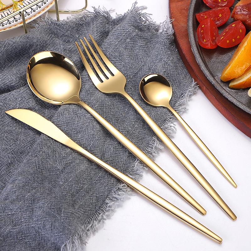 4Pcs Gold Stainless Steel Cutlery Set Cutlery for family party outdoor picnics hiking trips