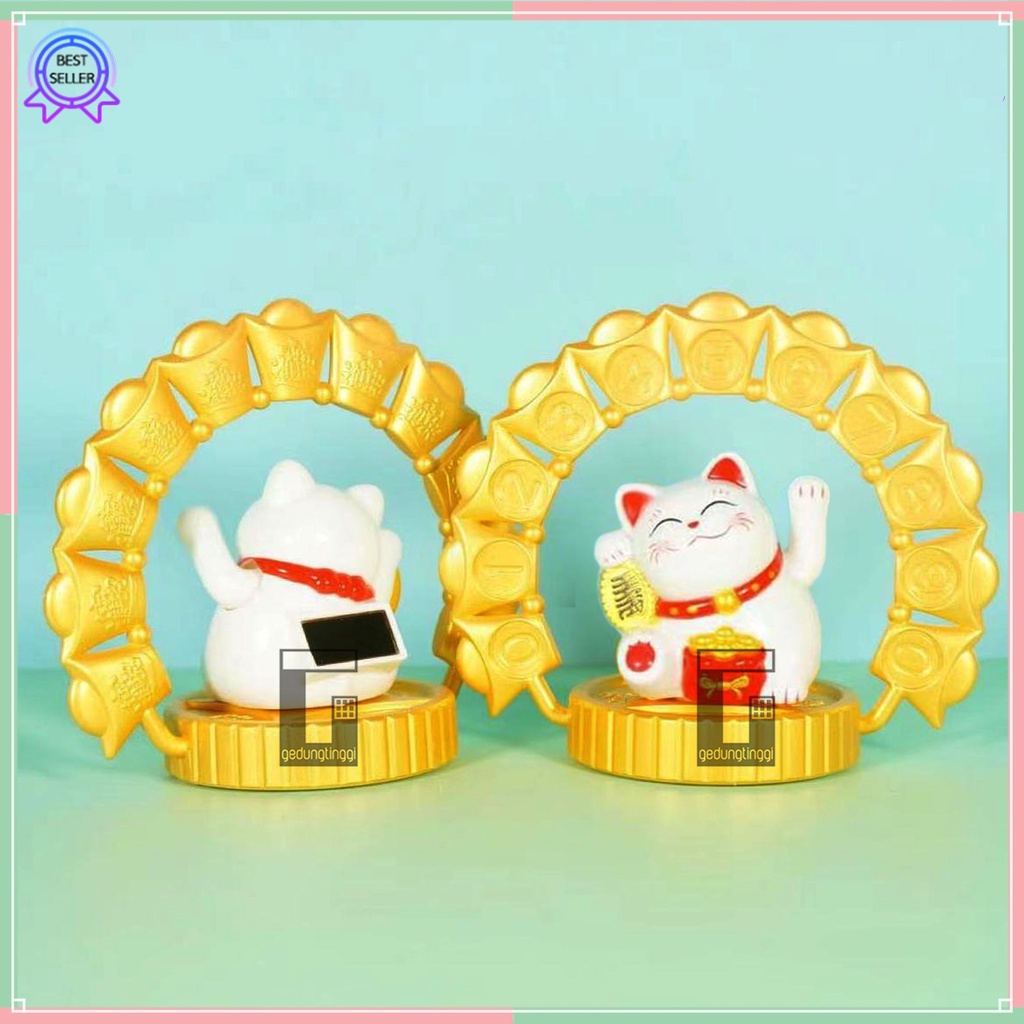 Patung Pajangan Boneka Imlek Gift Box Sincia Shio Tahun Baru Shio Kelinci 2023 Kucing Fengshui Panggil Hoki Lucky Cat Rejeki Maneki Neko Keberuntungan Tangan Goyang Gerak Solar Dashboard Mobil Meja Toko Kasir Kafe Cina Jepang Korea Ukuran Kecil Mini Lucu