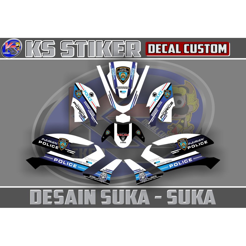 stiker decal nmax police putih Bagus