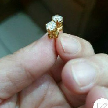 Giwang desy anting tusuk desi mata satu putih emas asli 700 70% 0,5 gram 0,5g mata burung