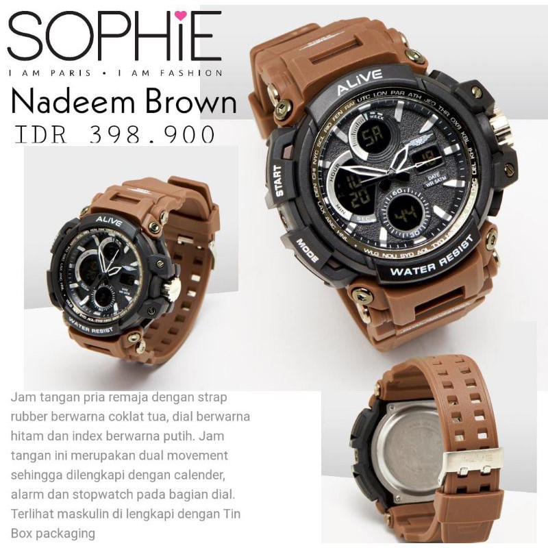 Sophie Paris Jam Tangan Pria Alive Nadeem Brown Shopie Martin promo shope paris