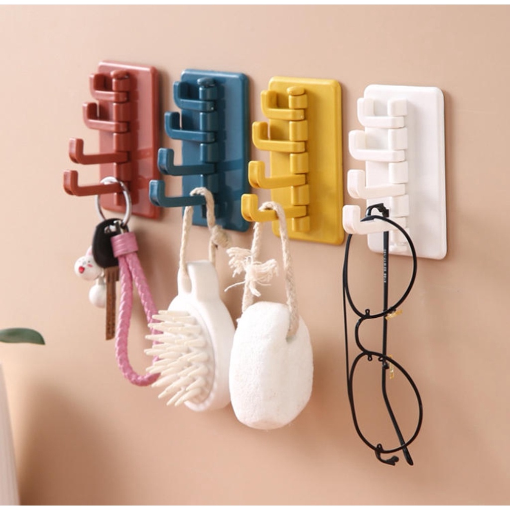 Gantungan Baju Tempel 4 Kait Hook Multifungsi Gantung Kunci