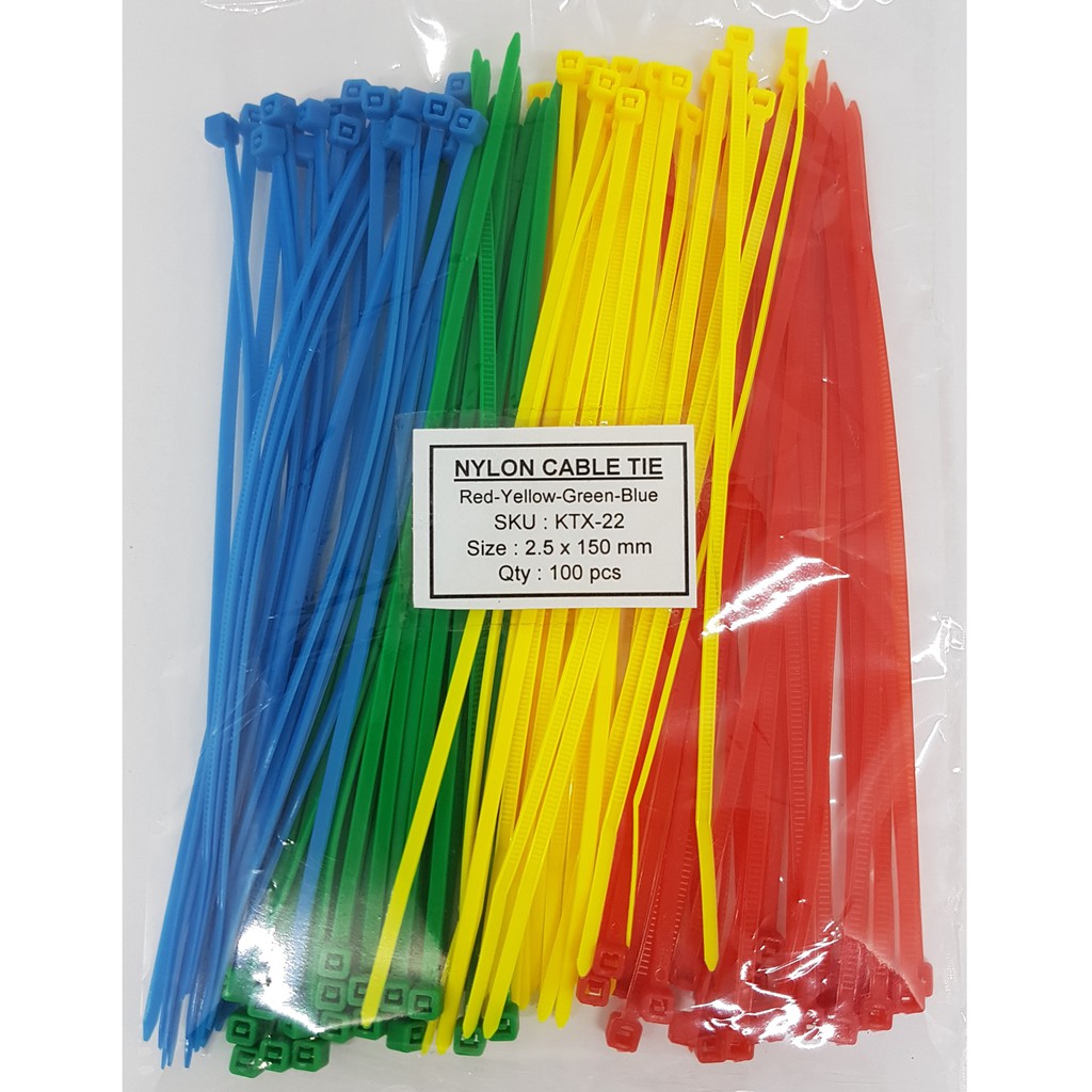 KABEL TIES 2.5 x 150 MM WARNA MERAH KUNING HIJAU BIRU - 100 PCS KTX-22