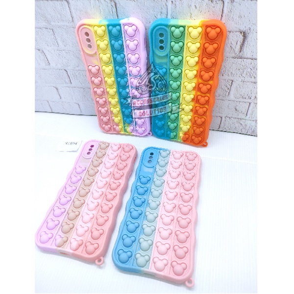 SILICONE CASE POP IT IPHONE XS MAX PELINDUNG CAMERA - CASE PENGHILANG STRESS PUSH IT BUBBLE CASE RAINBOW