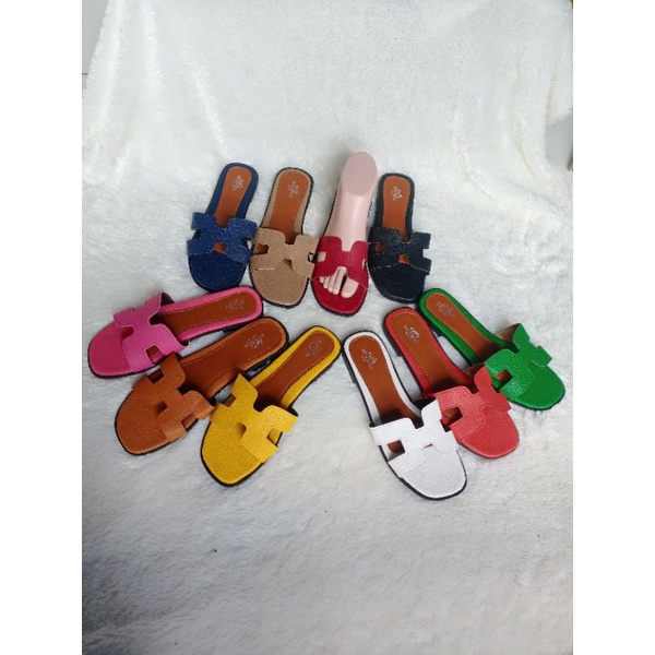 SANDAL TEPLEK ANDIN MOTIF KULIT JERUK TEBAL SIZE 37/40 (NOBOX)