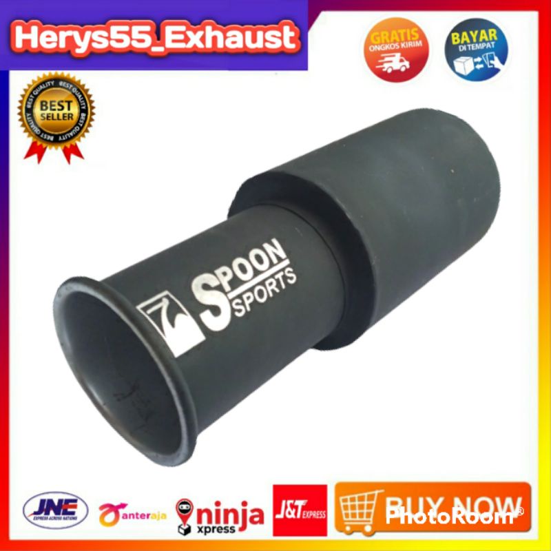 Knalpot Mobil Racing Spoon Sport Black Dopp Knalpot Suara Bass Bulat Gahar Adem Untuk Avanza Xenia A