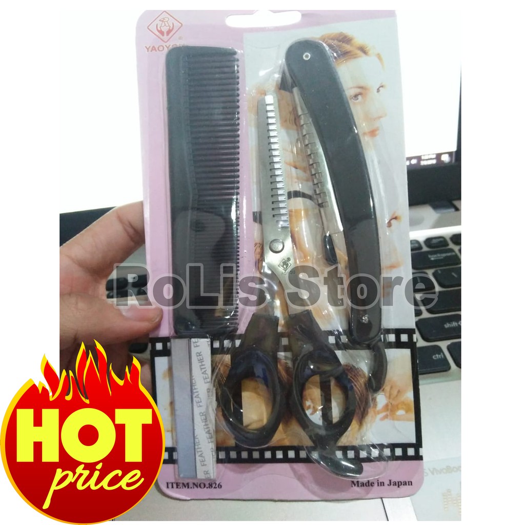 Paket Alat Cukur Gunting Sasak Kerokan Sisir - Murah - Grosir