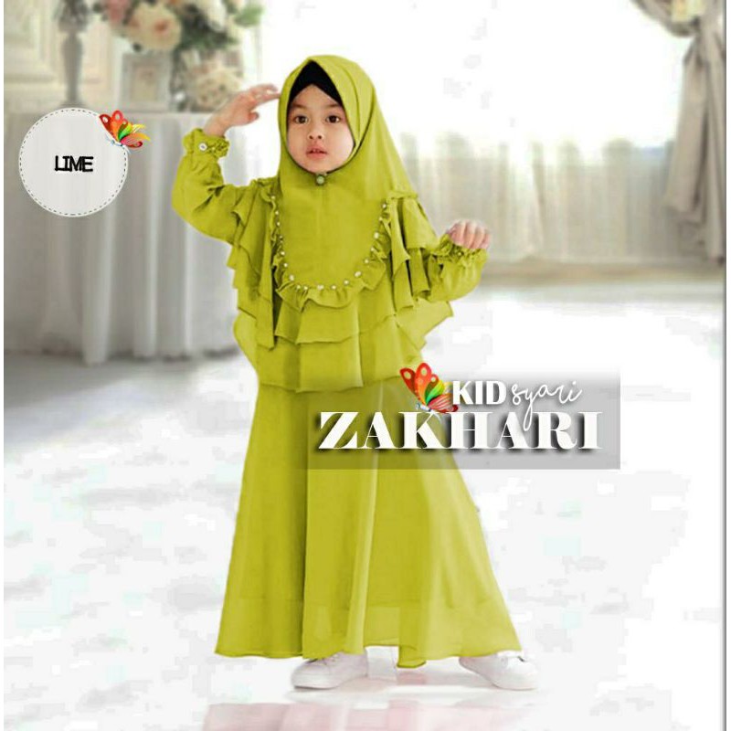 Baju Gamis Anak Syari Terbaru 2021 Model Kekinian Pesta Kondangan Ld 86 Pj 100 Bhan Moscrepe Krudung