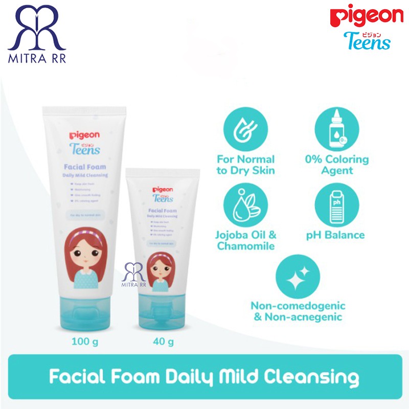 PIGEON TEENS Facial Foam Daily Mild Cleansing | All Skin Type | Sabun Muka Pembersih Wajah Remaja 100ml / 40ml