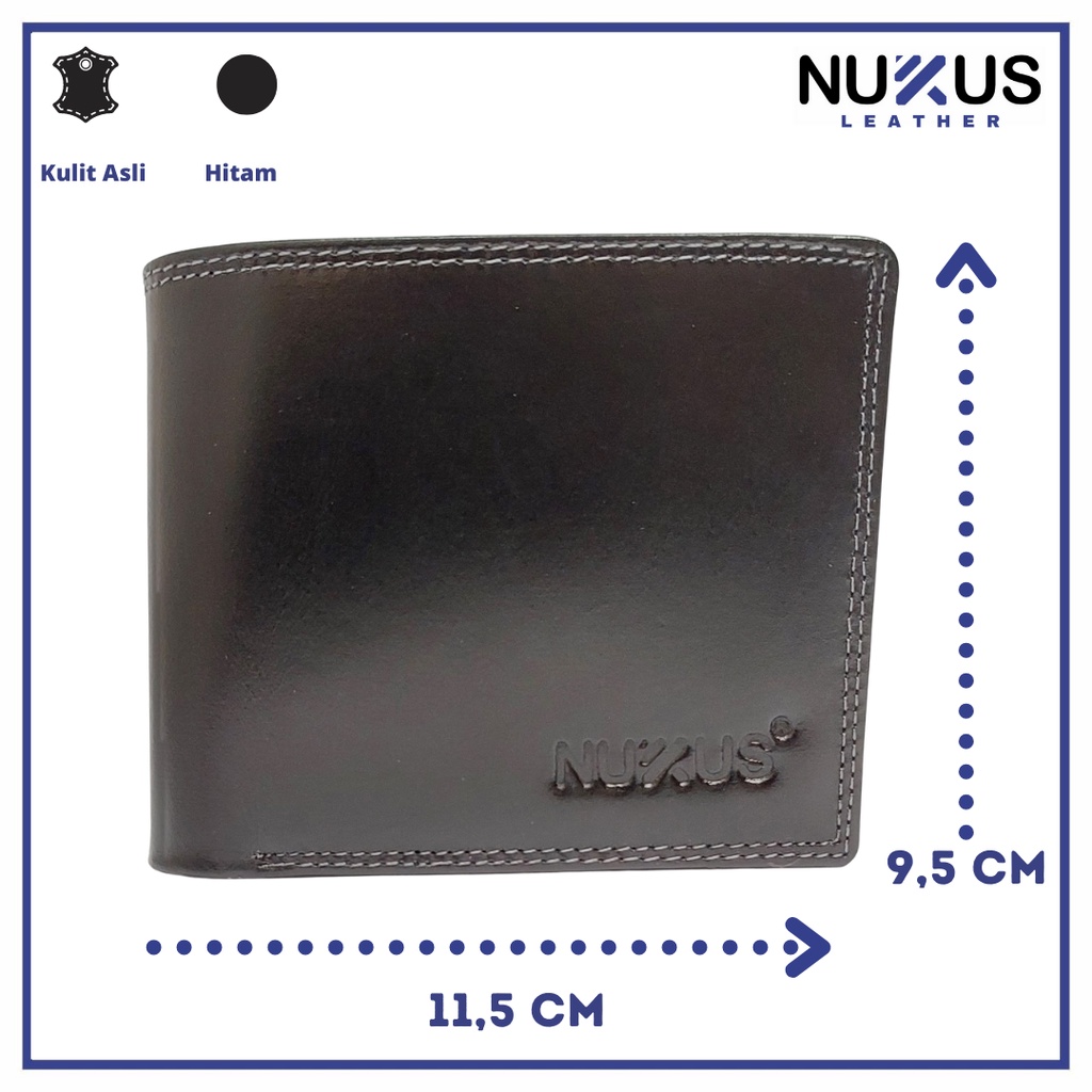 Nukus Leather Dompet Pria Pendek Kulit Sapi Asli Hitam