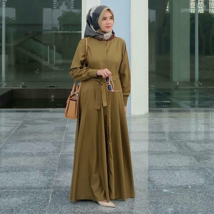 GAMIS SYAKIRA SHAKIRA BALOTELI KANCING PLAT POLOS KOMBINASI DRESS SYARI GAMIS MODERN REMAJA SHABBY I
