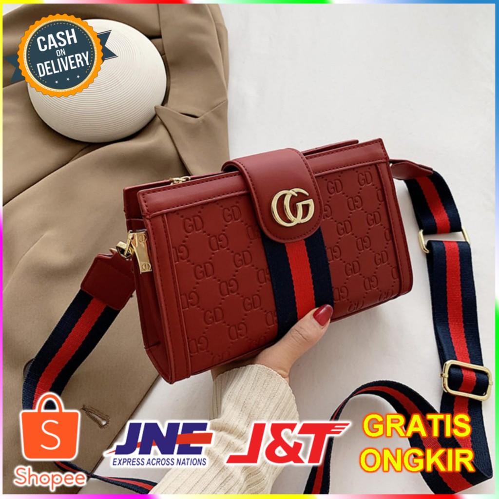 Tas Selempang Wanita Import CG Monogram Deboss C7439/Tas Wanta Import/Tas Slingbag/Tas Bahu