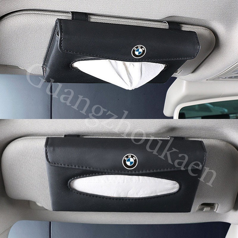 Kotak Tisu Bahan Kulit Warna Merah Hitam Untuk Sun Visor Mobil BMW