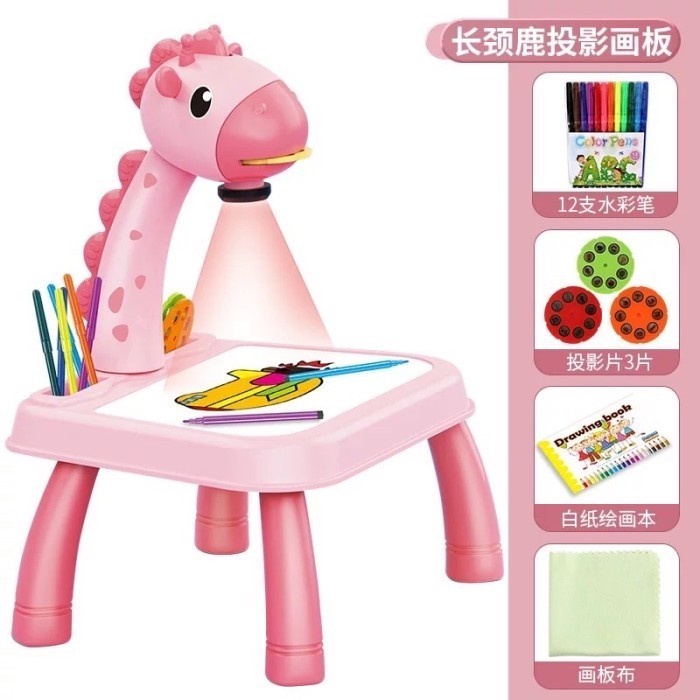 PROMO COD Mainan Edukasi Anak Peremuan Laki-laki  Edukasi Belajar Meja Gambar Proyektor Jerapah Giraffe Projector Table-Kado anak Belajar Menggambar Manulis Umur 3 4 5 6 Tahun