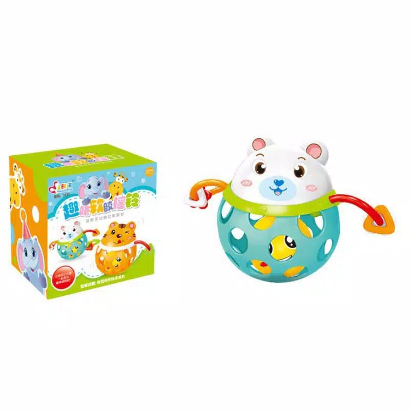 [BIG SALE] Mainan Kerincingan Genggam Bola Rattle Teether Genggam animal Toys Rattle anjing, kodok, harimau