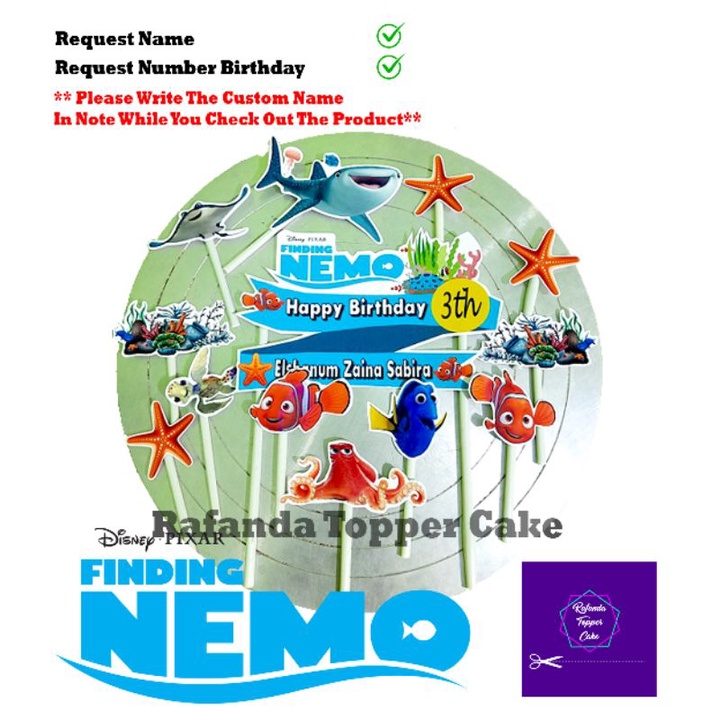 Topper kue ultah topper cake nemo
