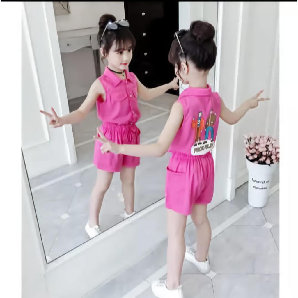 QUEEN FASHION - SETELAN BILQIS SABLONL / SETELAN ANAK / TERBARU / PINK