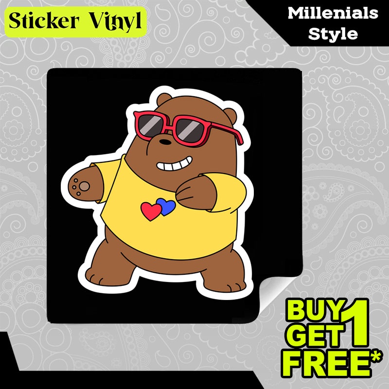 

Stiker Sticker We Bare Bears Grizz Dancing in Glasses Kartun Animasi Anak Aesthetic Bahan Vinyl Satuan Anti Air